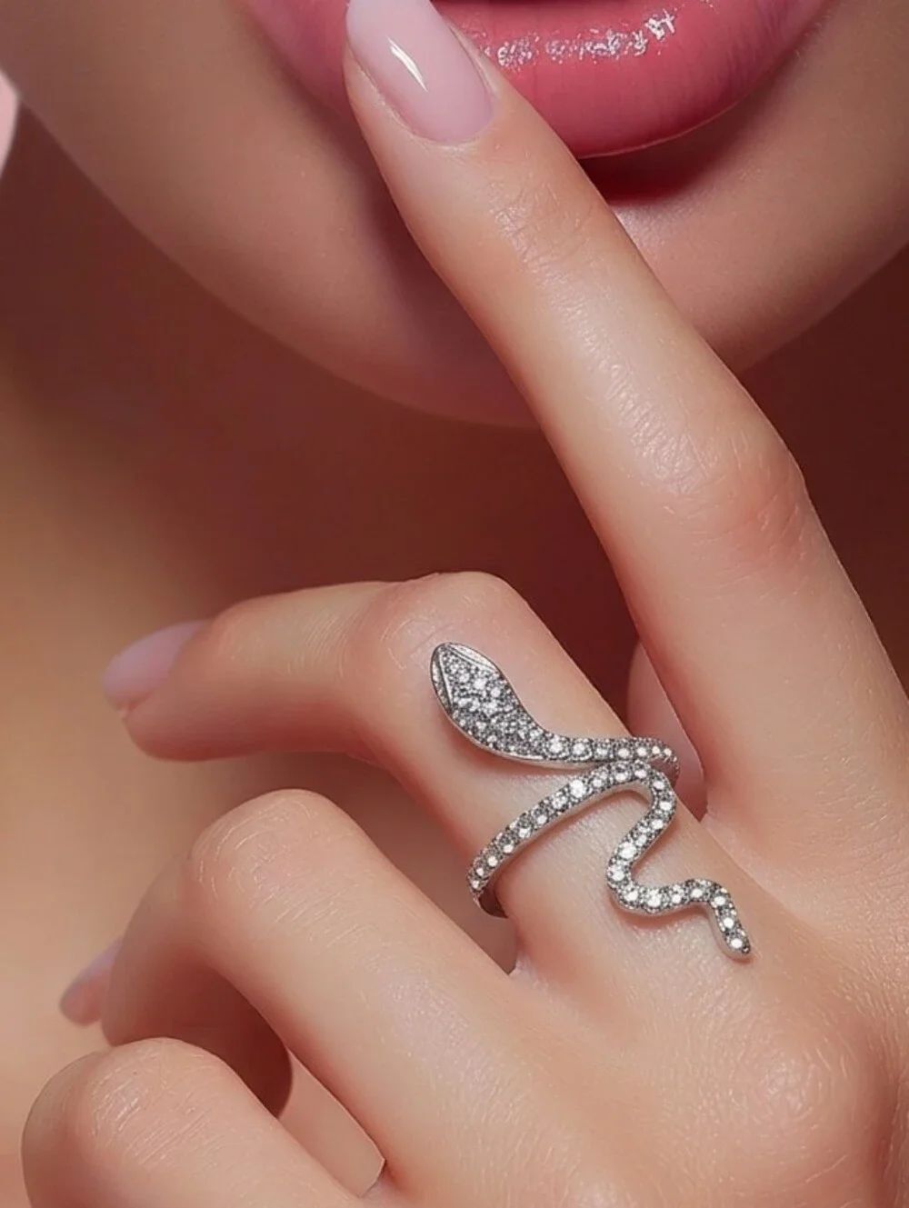 Snake Ring Silver CZ Adjustable Serpent Swiftie Inspired Gothic Serpent Jewelry